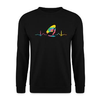 Flügel Surfer Wingsurfing Retro Folie Flügel - Unisex Pullover - Schwarz - Vorne - Alina (178cm) & Michal (187cm)