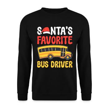 Santa's Favorite Bus Driver Schulfahrer - Unisex Pullover - Schwarz - Vorne - Alina (178cm) & Michal (187cm)