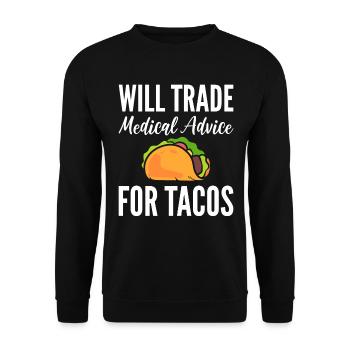Will Trade Medical Advice For Tacos Arzt - Unisex Pullover - Schwarz - Vorne - Alina (178cm) & Michal (187cm)
