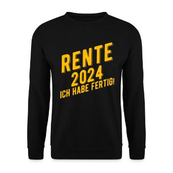 Rente Ruhestand Pension Abschied 2024 Geschenkidee - Unisex Pullover - Schwarz - Vorne - Alina (178cm) & Michal (187cm)