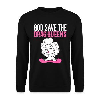 God Save The Drag Queens Weiblicher Imitator - Unisex Pullover - Schwarz - Vorne - Alina (178cm) & Michal (187cm)