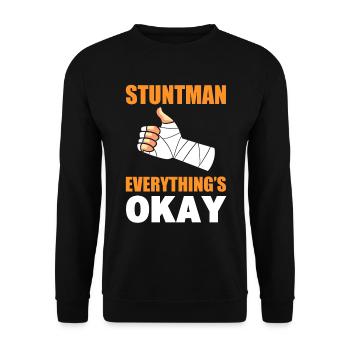 Lustiger Stuntman - Unisex Pullover - Schwarz - Vorne - Alina (178cm) & Michal (187cm)