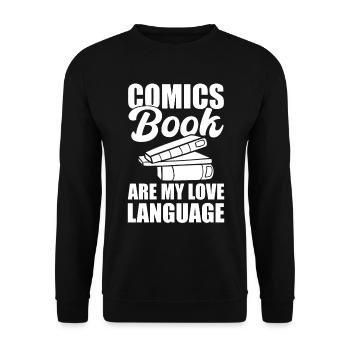 Comic -Buchliebhaber Comic -Künstler - Unisex Pullover - Schwarz - Vorne - Alina (178cm) & Michal (187cm)