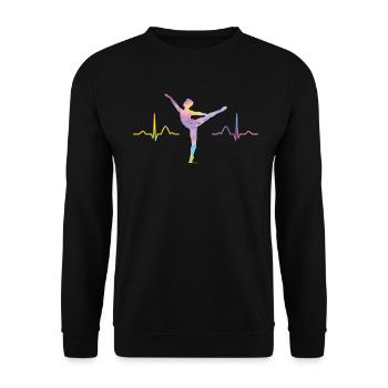 Ballet, Danseur, Battement de cœur, Ecg, Ballerine - Sweat-shirt Unisexe - noir - Devant - Alina (178cm) & Michal (187cm)