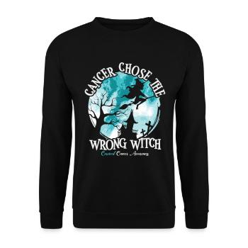 Cancer Witch Teal White Cervical Cancer - Unisex Sweatshirt - black - Front - Alina (178cm) & Michal (187cm)