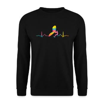 Flügel Surfer Wingsurfing Retro Folie Flügel - Unisex Pullover - Schwarz - Vorne - Alina (178cm) & Michal (187cm)