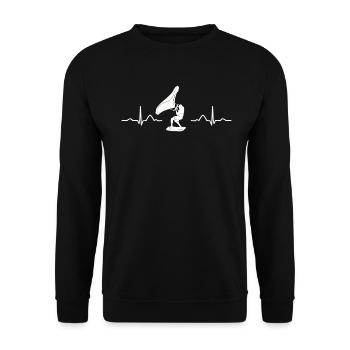 Flügel Surfer Wingsurfing Retro Folie Flügel - Unisex Pullover - Schwarz - Vorne - Alina (178cm) & Michal (187cm)