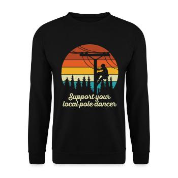 American Lineman Powerline Worker Design - Unisex Sweatshirt - black - Front - Alina (178cm) & Michal (187cm)