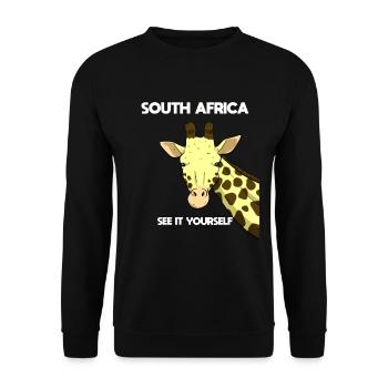 Südafrika Giraffe Reiseführer - Unisex Pullover - Schwarz - Vorne - Alina (178cm) & Michal (187cm)