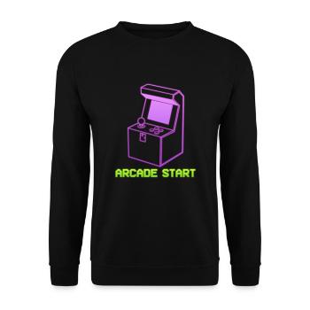 Arcade Start Computerfreak - Unisex Pullover - Schwarz - Vorne - Alina (178cm) & Michal (187cm)