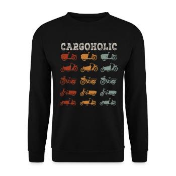 Cargoholic Cargo Bike Cargobike - Unisex Sweatshirt - black - Front - Alina (178cm) & Michal (187cm)