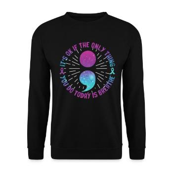 Mental Health Warrior Purple and Turquoise - Unisex Sweatshirt - black - Front - Alina (178cm) & Michal (187cm)