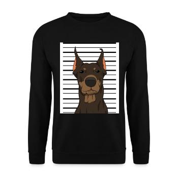 Doberman Mugshot Hundetrainer - Unisex Pullover - Schwarz - Vorne - Alina (178cm) & Michal (187cm)