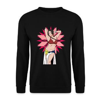 Bauchtänzer Illustration Bauchtänzer Ausbilder - Unisex Pullover - Schwarz - Vorne - Alina (178cm) & Michal (187cm)