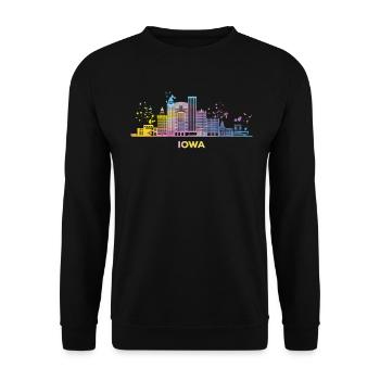 Iowans Skyline Stadtbild Iowa - Unisex Pullover - Schwarz - Vorne - Alina (178cm) & Michal (187cm)