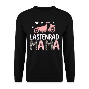 Cargo Bike Mom Bicycle Cargobike - Unisex Sweatshirt - black - Front - Alina (178cm) & Michal (187cm)