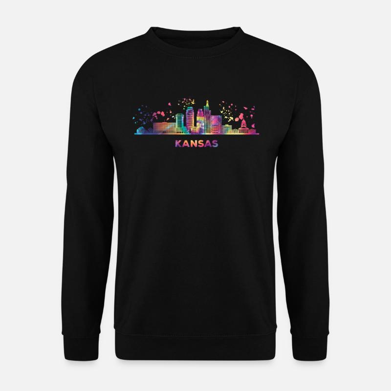 Kansans Skyline Stadtbild Kansas - Unisex Pullover - Schwarz