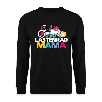 Cargo Bike Mom Bicycle Cargobike - Unisex Sweatshirt - black - Front - Alina (178cm) & Michal (187cm)
