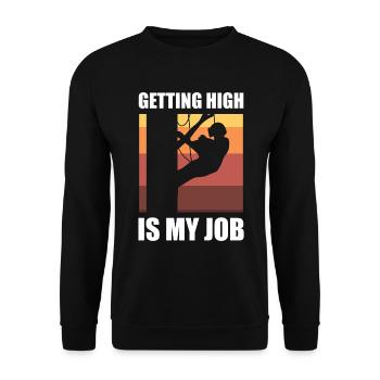 Getting High Is My Job Förster - Unisex Pullover - Schwarz - Vorne - Alina (178cm) & Michal (187cm)