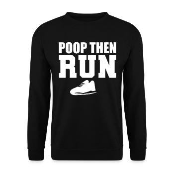 Poop Then Run Hürdenläufer - Unisex Pullover - Schwarz - Vorne - Alina (178cm) & Michal (187cm)