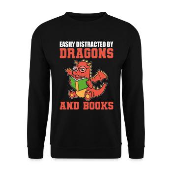 Easily Distracted By Dragons & Books Buchautor - Unisex Pullover - Schwarz - Vorne - Alina (178cm) & Michal (187cm)