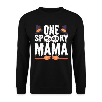 One Spooky Mama Halloween-Fan - Unisex Pullover - Schwarz - Vorne - Alina (178cm) & Michal (187cm)