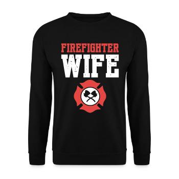 Firefighter Wife Feuerwehrmann - Unisex Pullover - Schwarz - Vorne - Alina (178cm) & Michal (187cm)