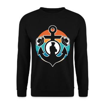 Anker und Kapitän Kapitän zur See - Unisex Pullover - Schwarz - Vorne - Alina (178cm) & Michal (187cm)