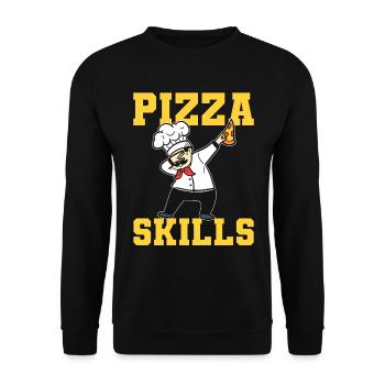 Pizza Skills Pizzabäcker - Unisex Pullover - Schwarz - Vorne - Alina (178cm) & Michal (187cm)