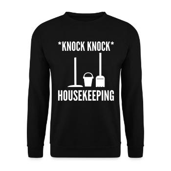Lustiges Housekeeping Putzkraft - Unisex Pullover - Schwarz - Vorne - Alina (178cm) & Michal (187cm)