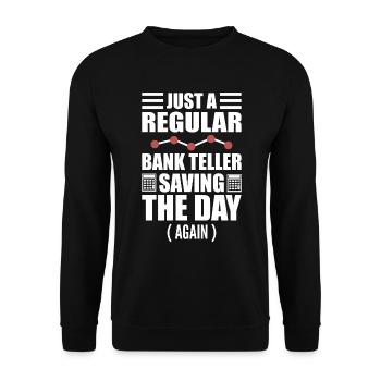 Lustiger Bankangestellter Bänker - Unisex Pullover - Schwarz - Vorne - Alina (178cm) & Michal (187cm)
