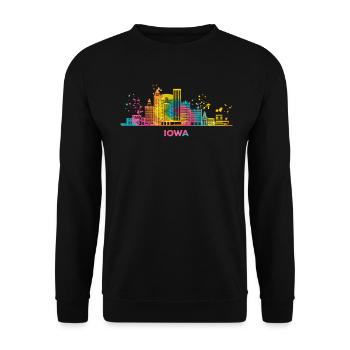 Iowans Skyline Stadtbild Iowa - Unisex Pullover - Schwarz - Vorne - Alina (178cm) & Michal (187cm)