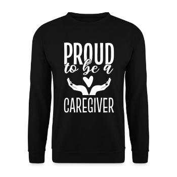 Ich liebe Pflege Betreuer - Unisex Pullover - Schwarz - Vorne - Alina (178cm) & Michal (187cm)