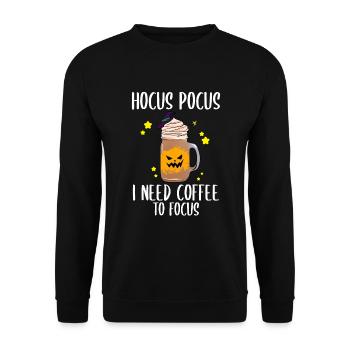 Hocus Pocus I Need Coffee To Focus Barista - Unisex Pullover - Schwarz - Vorne - Alina (178cm) & Michal (187cm)