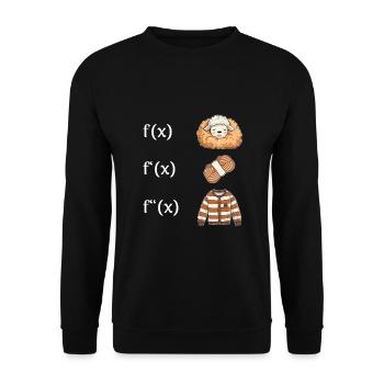 Schaf Wolle Pullover Ableitung f(x) Algebra Lehrer - Unisex Pullover - Schwarz - Vorne - Alina (178cm) & Michal (187cm)