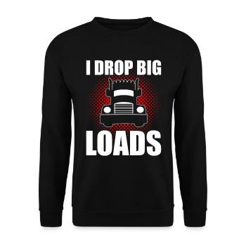 I Drop Big Loads LKW Fahrer - Unisex Pullover - Schwarz - Vorne - Alina (178cm) & Michal (187cm)
