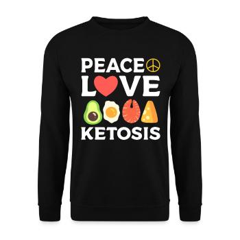 Peace Love Ketosis Fitness-Fanatiker - Unisex Pullover - Schwarz - Vorne - Alina (178cm) & Michal (187cm)