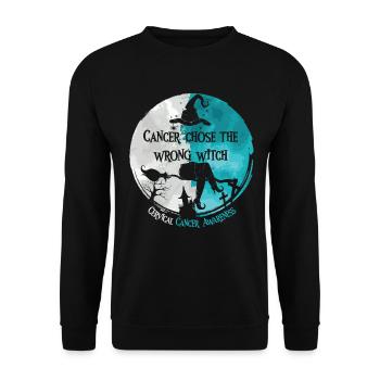 Krebshexe Teal White Gebärmutterhalskrebs - Unisex Pullover - Schwarz - Vorne - Alina (178cm) & Michal (187cm)