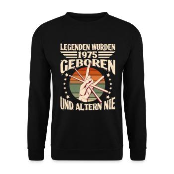 49e anniversaire Année de construction 1975 Légende 49 ans - Sweat-shirt Unisexe - noir - Devant - Alina (178cm) & Michal (187cm)