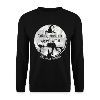 Krebs Hexe Weiß Lungenkrebs - Unisex Pullover - Schwarz - Vorne - Alina (178cm) & Michal (187cm)