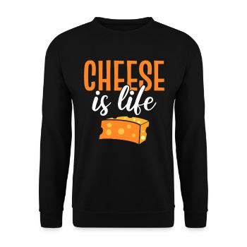 Cheese Is Life Käsemacher - Unisex Pullover - Schwarz - Vorne - Alina (178cm) & Michal (187cm)