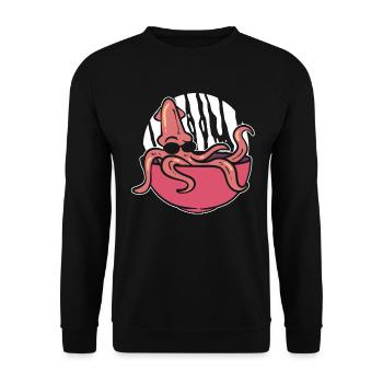 Lustiger Tintenfisch Fischer - Unisex Pullover - Schwarz - Vorne - Alina (178cm) & Michal (187cm)