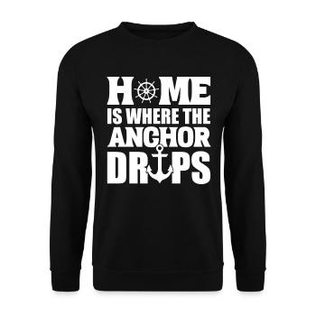Home Is Where The Anchor Drops Bootsverwalter - Unisex Pullover - Schwarz - Vorne - Alina (178cm) & Michal (187cm)