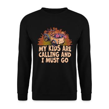 My kids call Cargo Cargobike - Unisex Sweatshirt - black - Front - Alina (178cm) & Michal (187cm)
