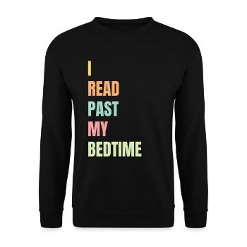 Bibliothek Buchliebhaber Lesender Bücherwurm - Unisex Pullover - Schwarz - Vorne - Alina (178cm) & Michal (187cm)