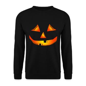 Happy Halloween Pumpkin Face - Unisex Sweatshirt - black - Front - Alina (178cm) & Michal (187cm)