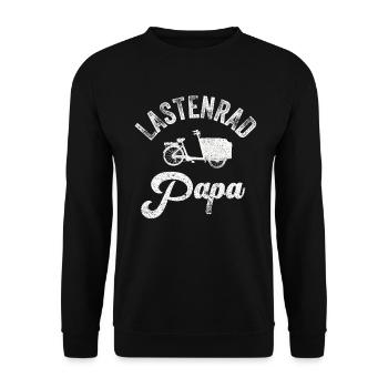 Lastenrad Papa Retro Fahhrad Cargobike - Unisex Pullover - Schwarz - Vorne - Alina (178cm) & Michal (187cm)
