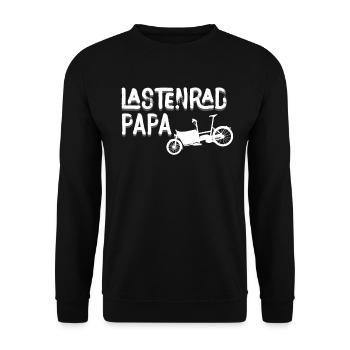 Lastenrad Papa Retro Fahhrad Cargobike - Unisex Pullover - Schwarz - Vorne - Alina (178cm) & Michal (187cm)