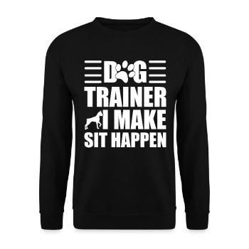 Dog Trainer I Make Sit Happen Tierpfleger - Unisex Pullover - Schwarz - Vorne - Alina (178cm) & Michal (187cm)