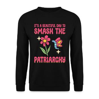 It's A Beautiful Day To Smash Patriarchy - Unisex Pullover - Schwarz - Vorne - Alina (178cm) & Michal (187cm)